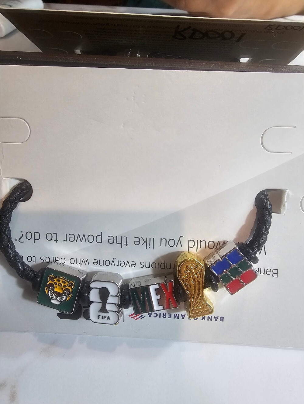FIFA Black Braided Bracelet with World Cup Trophy & Colorful Team Charms